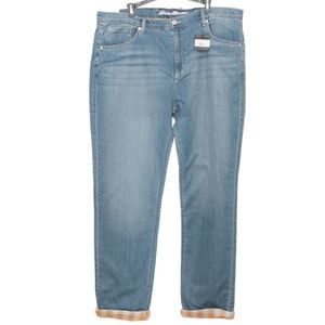 Eddie Bauer Boyfriend Midrise Straight Flannel Lined Denim Jeans Size 18T